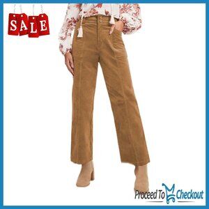 Women's Straight Leg Corduroy Pants Elastic Waist Pockets Casual Winter